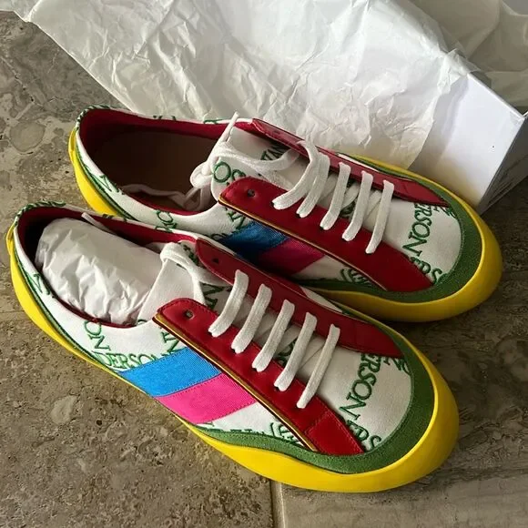 JW Anderson LaceUp Bubble Sneaker Suede Yellow-Canvas, New, Size 39